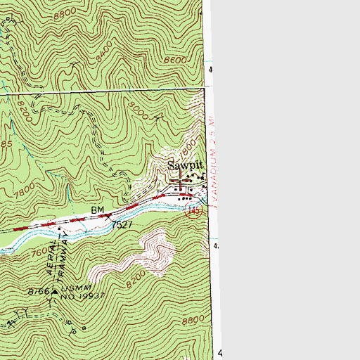 Topographic Map of Sawpit, CO
