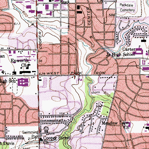 Topographic Map of Grace Lutheran Church, TX