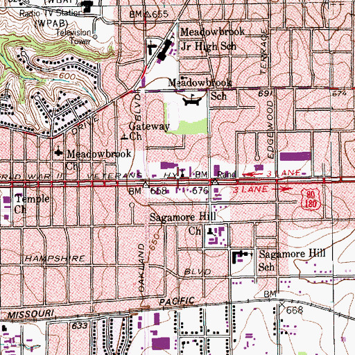 Topographic Map of San Miguel Lutheran Church, TX