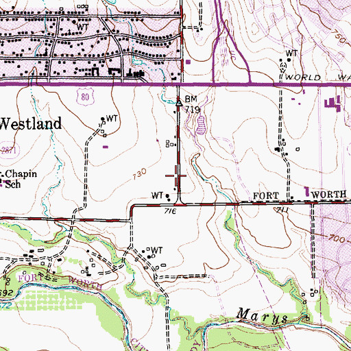 Topographic Map of Westridge Church of the Nazarene, TX