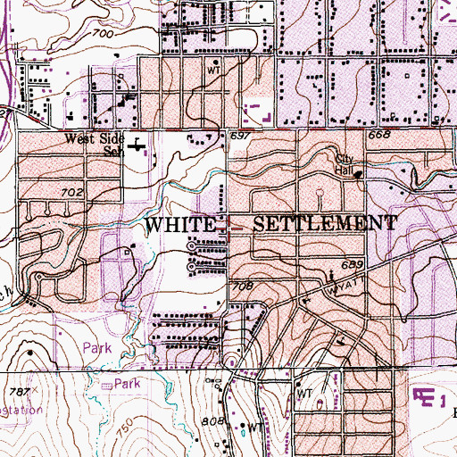 Topographic Map of White Settlement Church of the Nazarene, TX