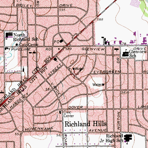 Topographic Map of Saint Michaels Episcopal Church, TX