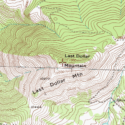Topographic Map of Last Dollar Mountain, CO