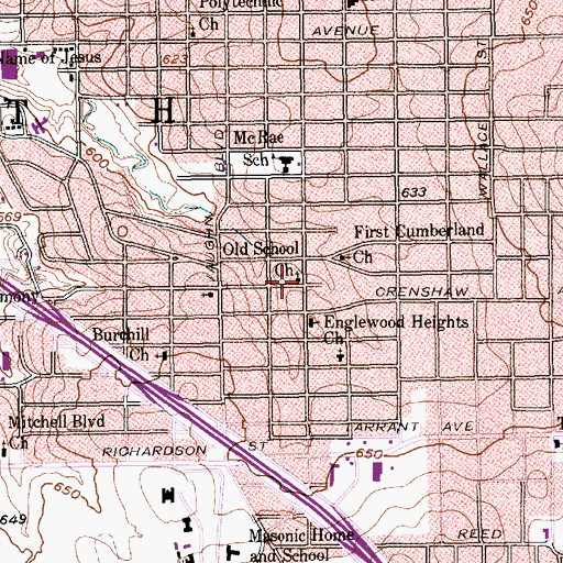 Topographic Map of Saint Paul Church of God in Christ, TX