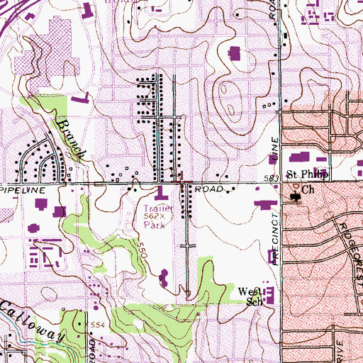 Topographic Map of Church of God of Prophecy, TX
