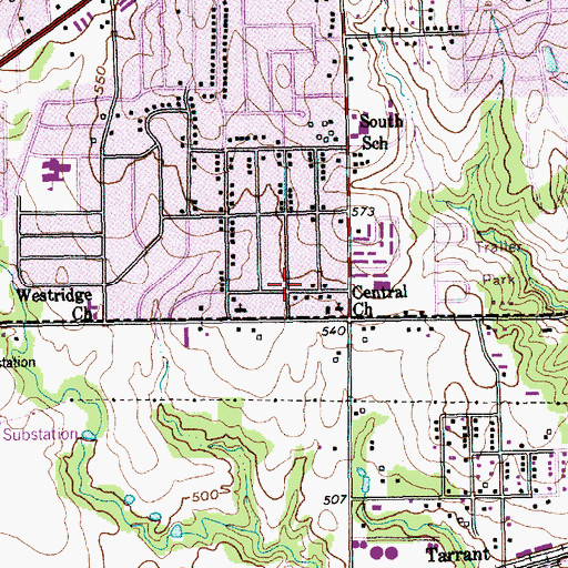 Topographic Map of Fountain of Life Church of God, TX