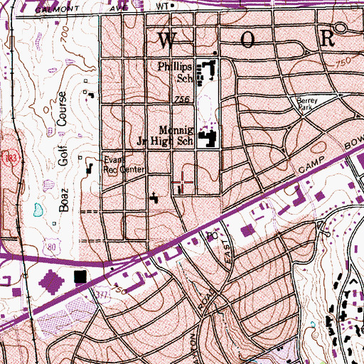 Topographic Map of Ridglea Church of God, TX
