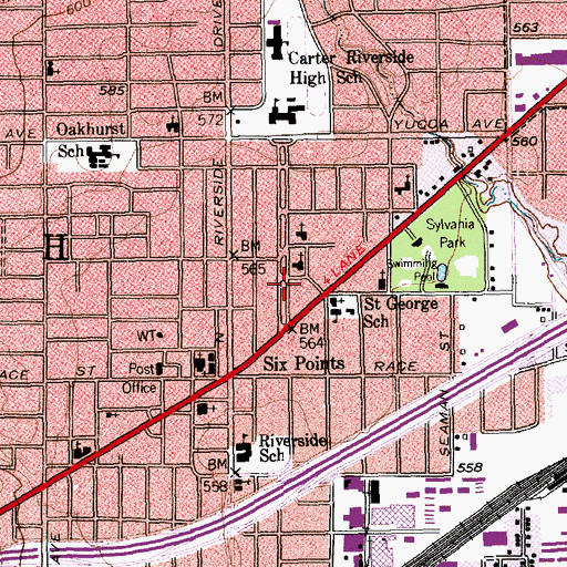 Topographic Map of Riverside Church of God, TX