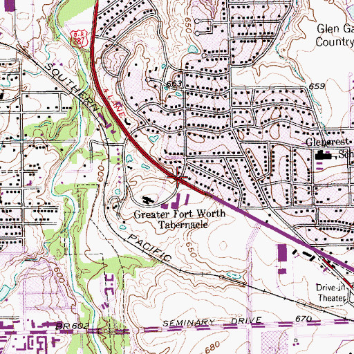 Topographic Map of Rolling Hills Church of God and Christ, TX