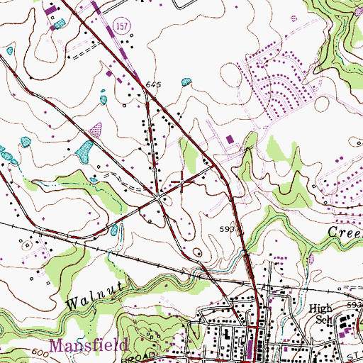 Topographic Map of Walnut Creek Church of God, TX