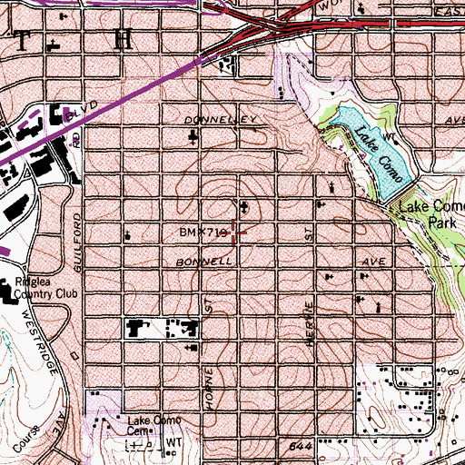 Topographic Map of Church of Christ - Lake Como, TX