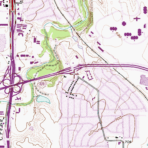 Topographic Map of Church of Christ in Highland Hills, TX