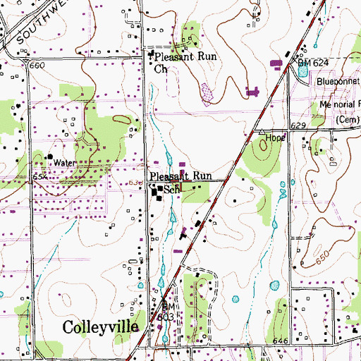 Topographic Map of Colleyville Church of Christ, TX