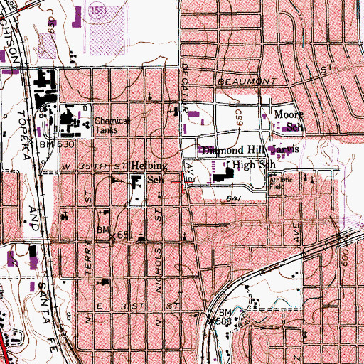 Topographic Map of Decatur Avenue Church of Christ, TX