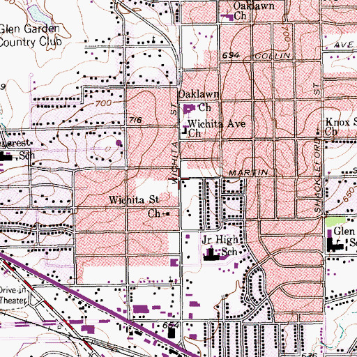 Topographic Map of Metropolitan Church of Christ, TX