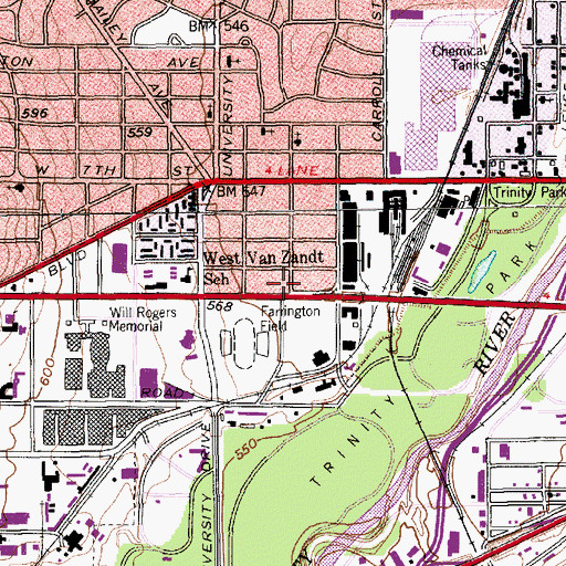 Topographic Map of Park Hill Church of Christ, TX