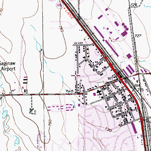 Topographic Map of Saginaw Church of Christ, TX