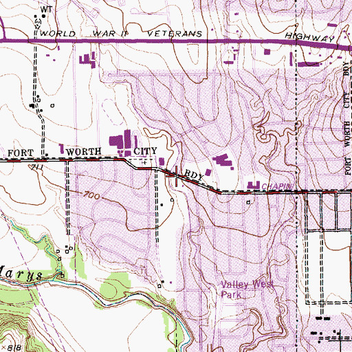 Topographic Map of Western Hills Church of Christ, TX