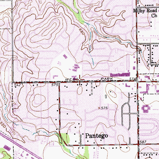 Topographic Map of Woodland West Church of Christ, TX