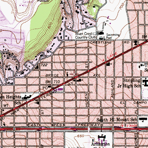 Topographic Map of Christian Science Church, TX