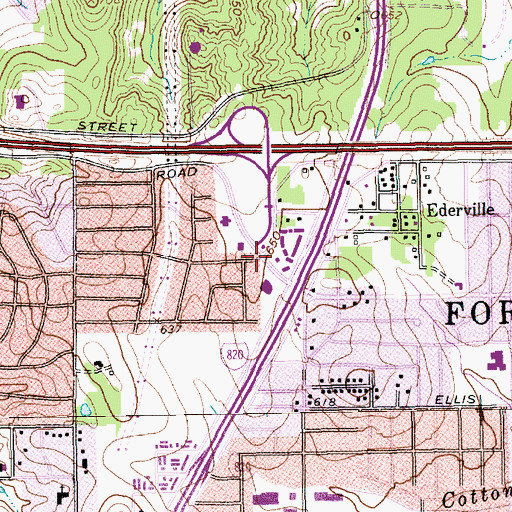 Topographic Map of Bridgewood Church of Christ, TX