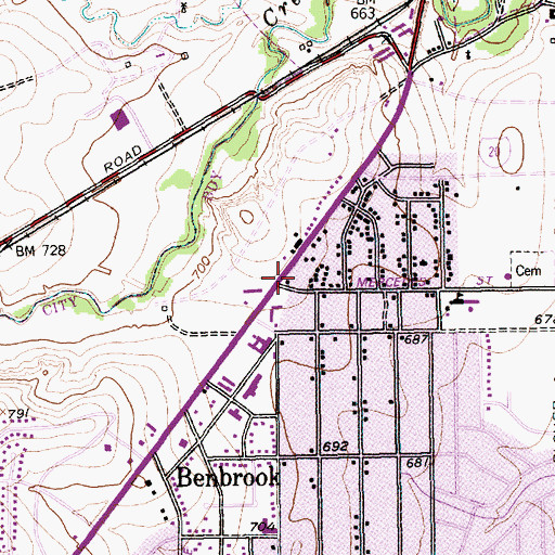 Topographic Map of Church of Christ, TX