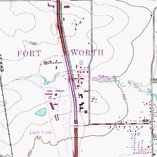 Topographic Map of Church of Christ, TX