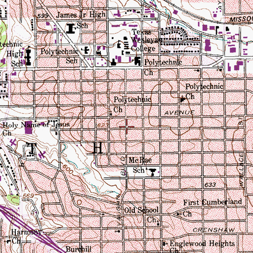 Topographic Map of Church of Christ, TX