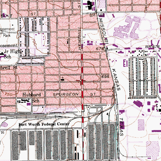 Topographic Map of South Hemphill Baptist Church, TX