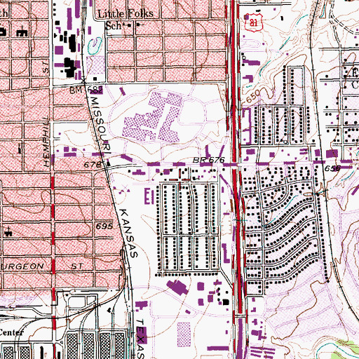 Topographic Map of South Wayside Baptist Church, TX