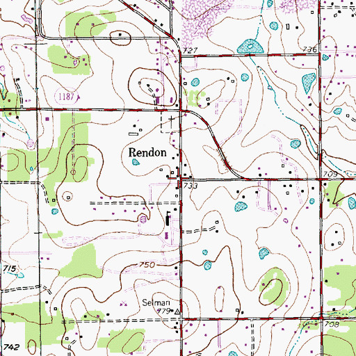 Topographic Map of Tabernacle Baptist Church of Rendon, TX
