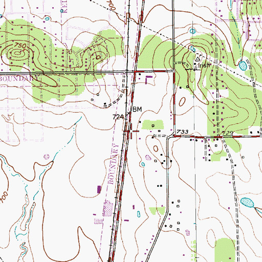 Topographic Map of Town Oaks Baptist Church, TX
