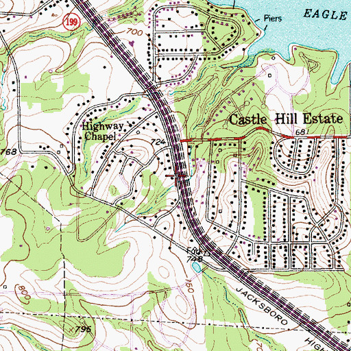 Topographic Map of Trinity Baptist Church, TX