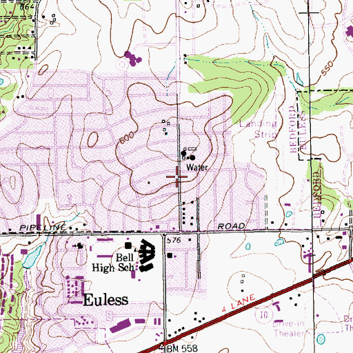 Topographic Map of Trinity Baptist Church, TX