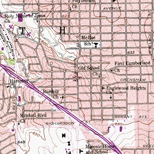 Topographic Map of Trinity Missionary Baptist Church, TX