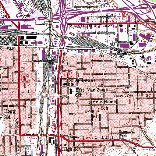 Topographic Map of Tucker Street Baptist Church, TX