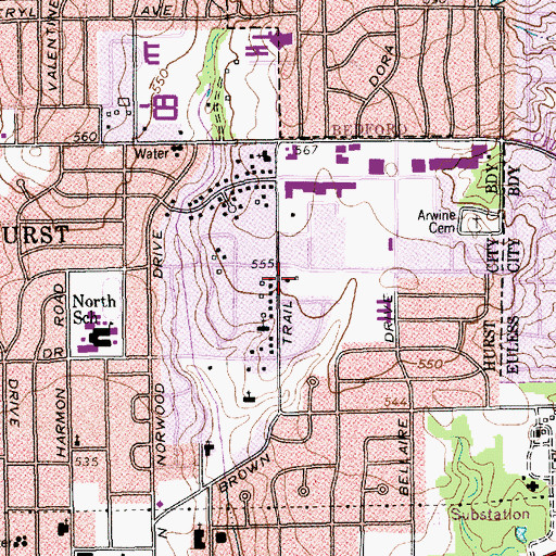 Topographic Map of Victory Fellowship Baptist Church, TX