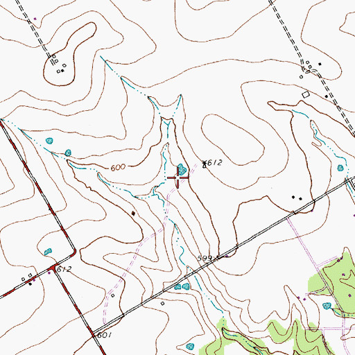 Topographic Map of Walnut Ridge Baptist Church, TX