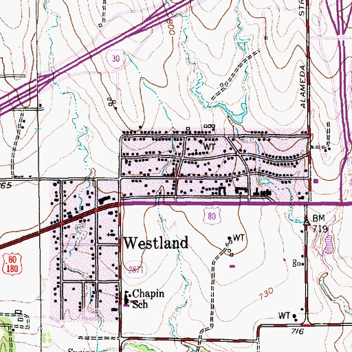 Topographic Map of Westland Heights Baptist Church, TX