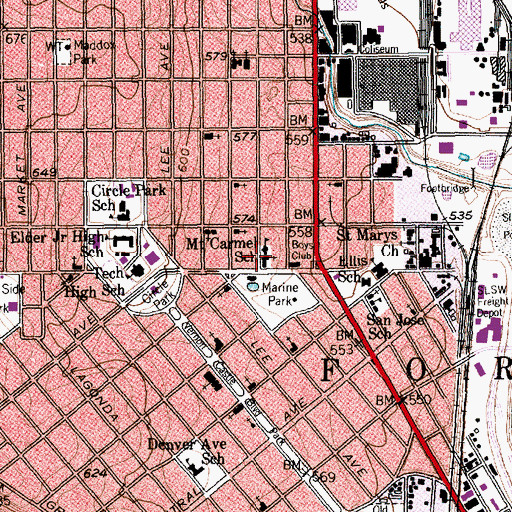 Topographic Map of All Saints Catholic Church, TX
