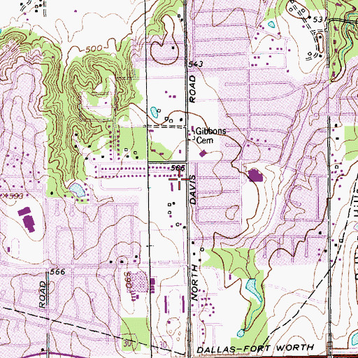 Topographic Map of Most Blessed Sacrament Catholic Church in Arlington, TX