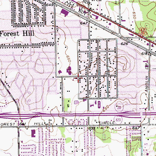 Topographic Map of Sacred Heart Catholic Church, TX