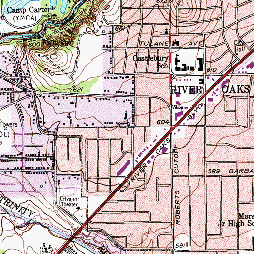 Topographic Map of Saint Pauls Catholic Church, TX