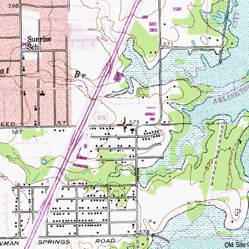 Topographic Map of Oakwood Baptist Church, TX