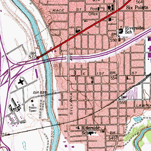 Topographic Map of Paradise Baptist Church, TX