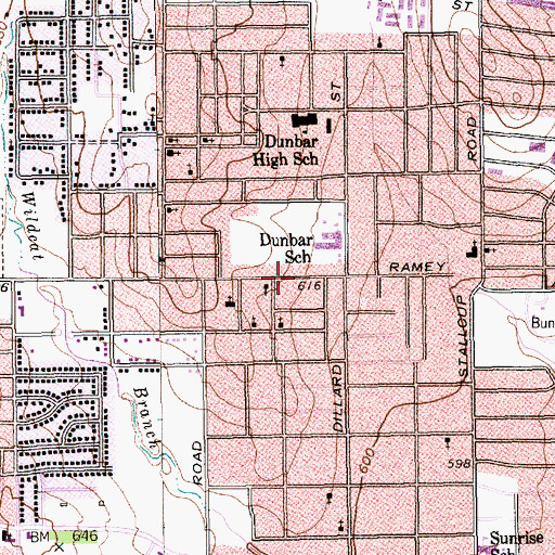 Topographic Map of Peaceful Rest Missionary Baptist Church, TX