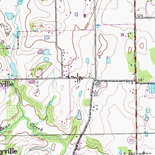 Topographic Map of Pleasant Glade Baptist Church, TX