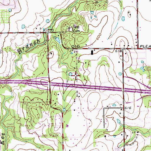 Topographic Map of Pleasantview Baptist Church, TX