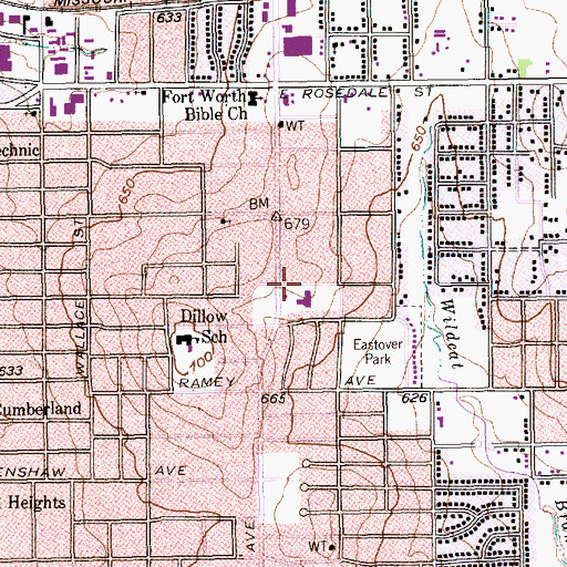 Topographic Map of Rising Star Baptist Church, TX