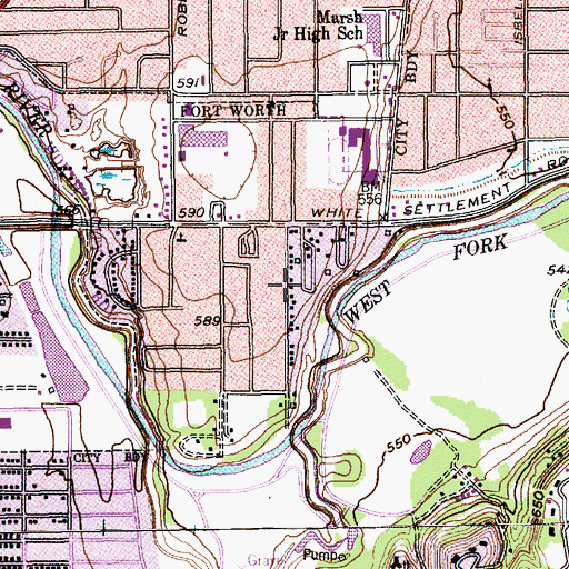 Topographic Map of Rivercrest Baptist Church, TX